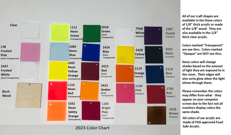 Choice of 25 Colors Acrylic Hexagon Blanks Measured Flat to Flat With ...