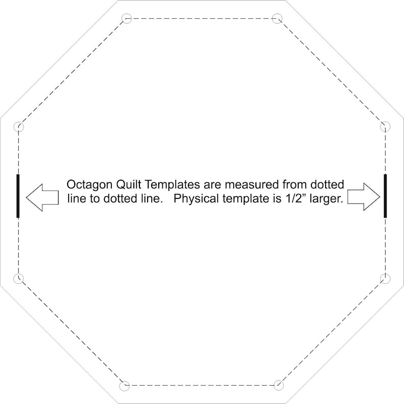 Choice of size Acrylic Octagon Template by finished size after 14 seam allowance by AnbCollectibles 3-4 1516