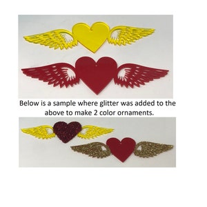 Choice of Color Acrylic Double Angel Wings with Heart Blanks with or without Hanging loop
