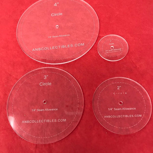 ANBCollectibles Laser Cut Acrylic Circle Quilt Templates 1", 2" ,3", 4"  (set of 4)