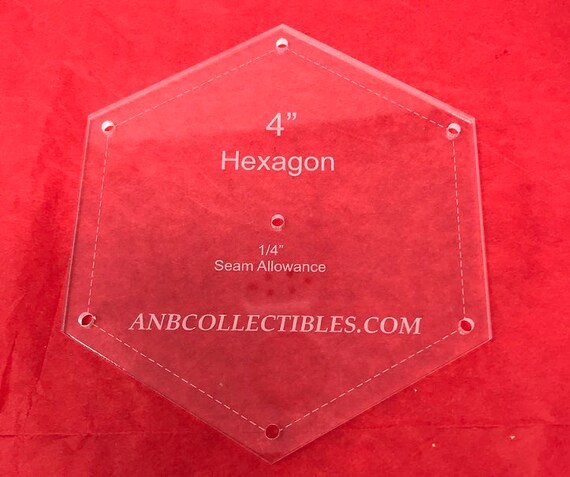 Hexagon Quilting Template Set, 1, 2, 3, 4, 5, 6, 7, 8, 9, 10, 11, 12 with 1/4 Seam Allowance