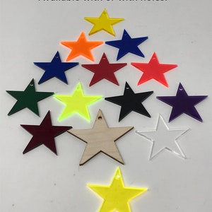 Choice of 25 Colors Acrylic Stars Blanks with or without Holes
