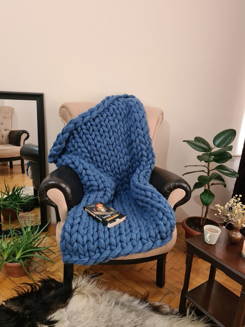 Chunky knit blanket Lap Blanket Chunky knit throw Chunky Etsy