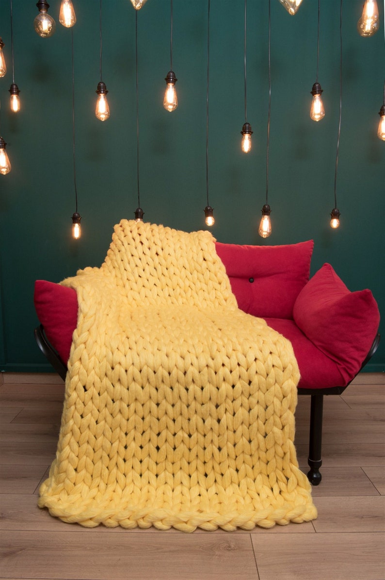 Chunky Knit Blanket Chunky Knit Throw Home Decor Holiday Etsy