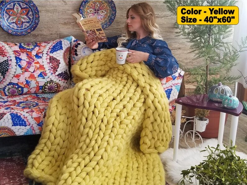 SALE Chunky knit blanket Lap Blanket Chunky knit throw | Etsy