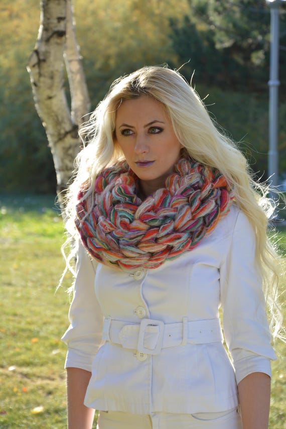 Chunky knitt scarf Chunky knit scarves Super chunky infinite | Etsy