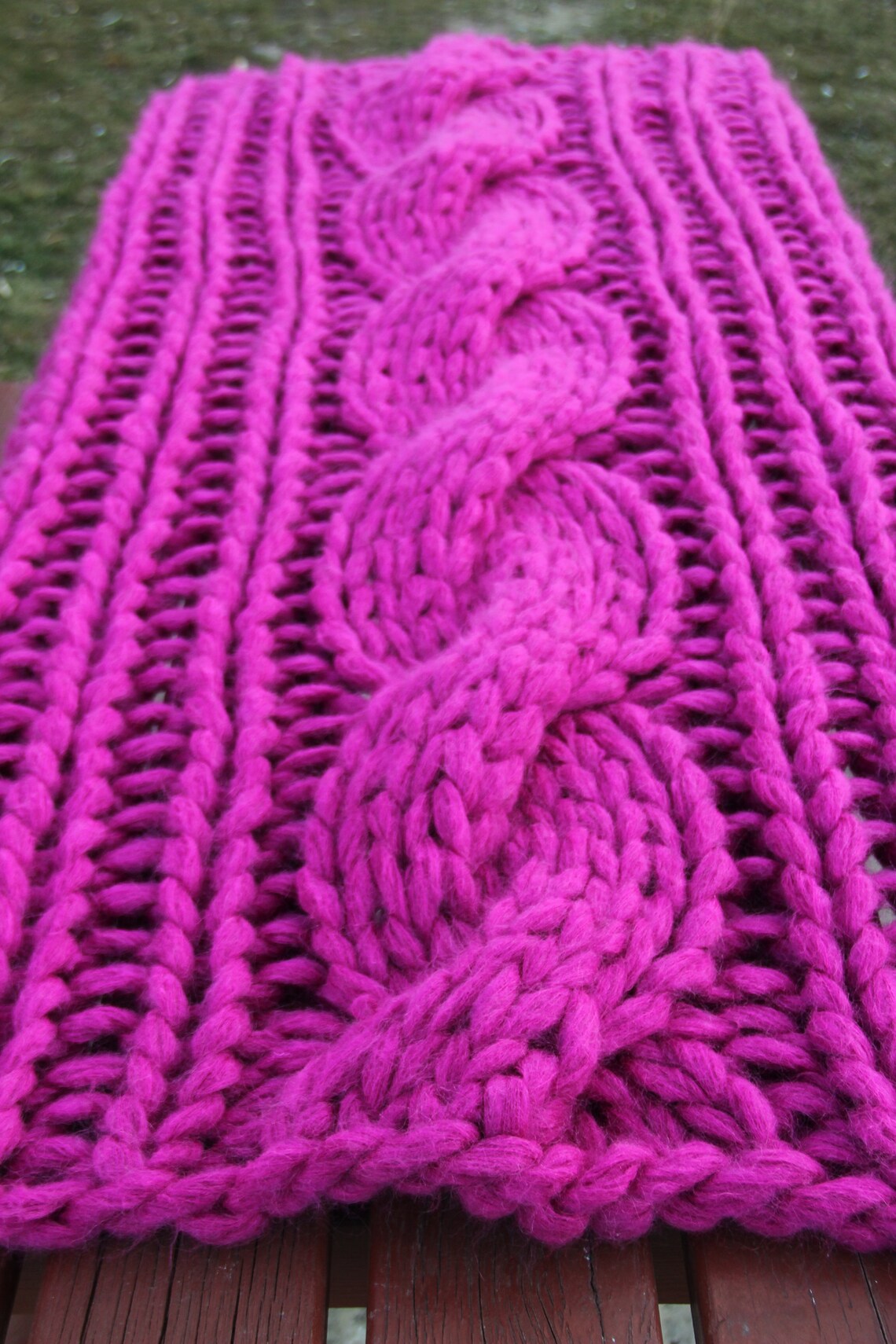 Chunky Cable knit blanket Lap BlanketFuchsia Chunky Cable Etsy
