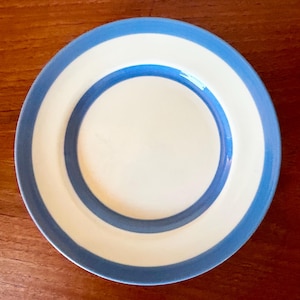 Vajilla vintage T.G. Green Cornishware / 1 plato de postre / Sello verde poco común (anterior a la década de 1960)