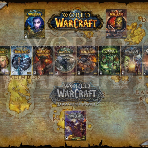 World Of Warcraft Map & Expansion  Box Art .png format. 5260x3561 pixels