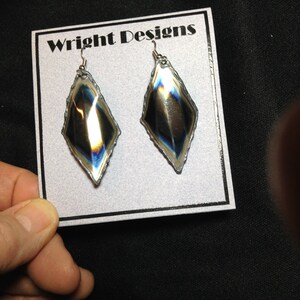 FREE SHIP..A pair of my medium bent triangle chromeplated earrngs