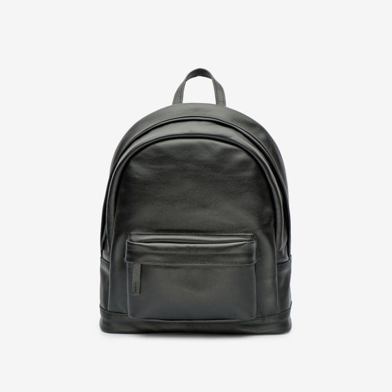 etsy black leather backpack