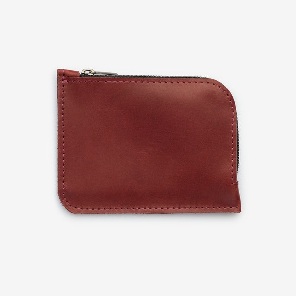 LEATHER ZIPPER WALLET  zipper wallet, leather wallet, leather card wallet, small wallet, card holder, leather pouch, coins wallet