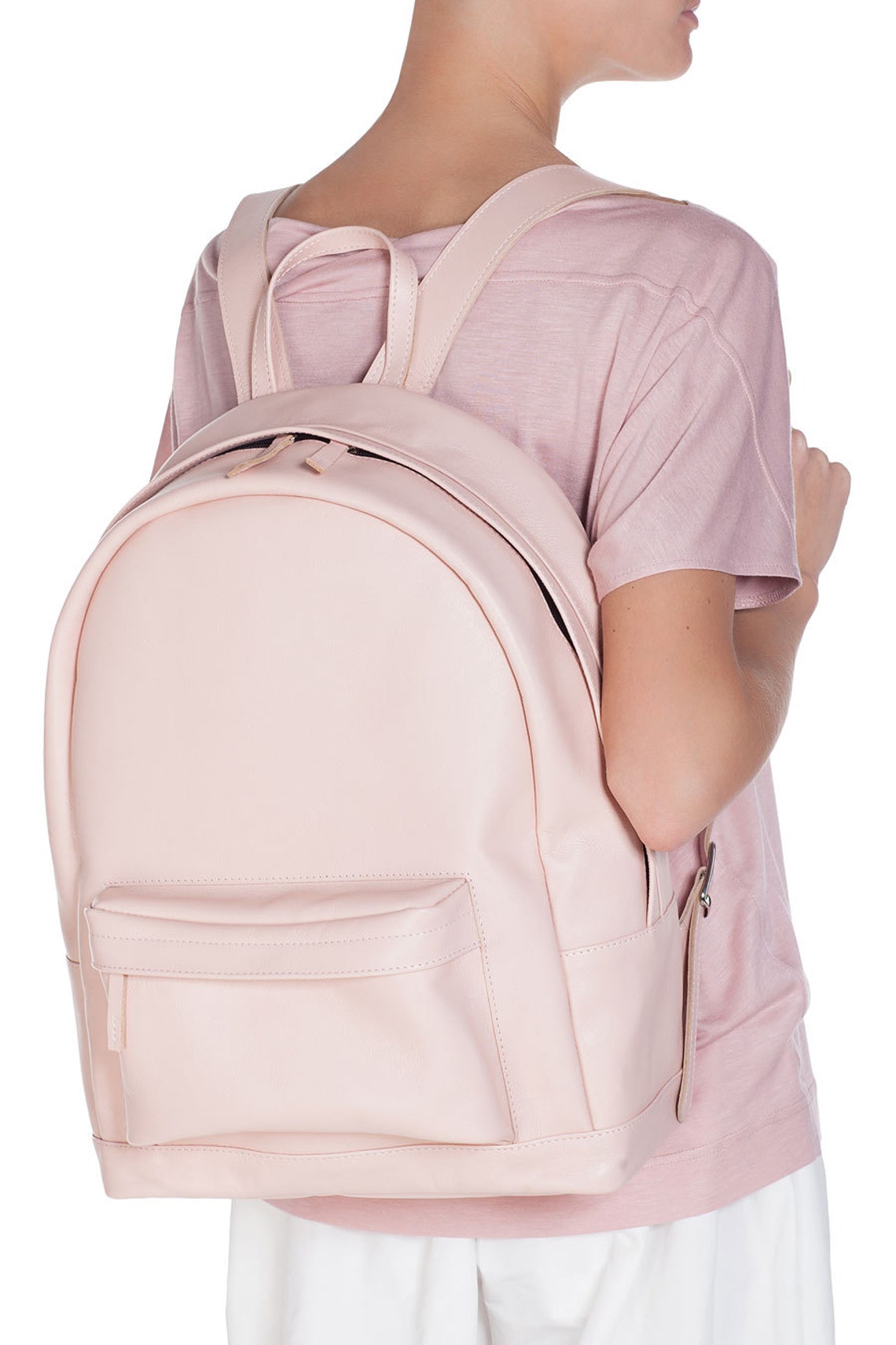 Grand pink leather backpack / leather rucksack / gift / men Etsy