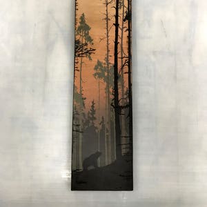 Mountain Bear - Mountain Wood Art - Wood Art Print - Wood Print - Bear art - Forest -ART