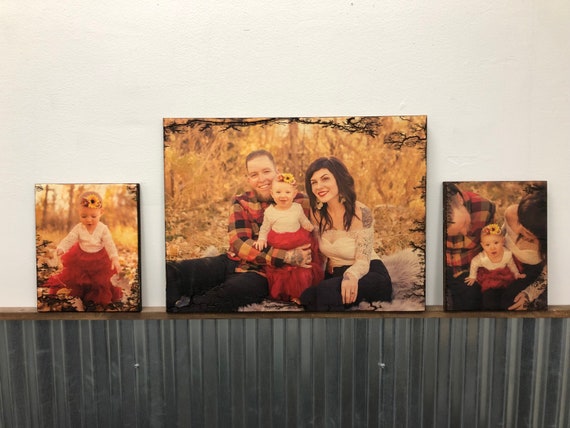 Custom Three Piece Set Family Photo Art Set Custom Photo on Wood