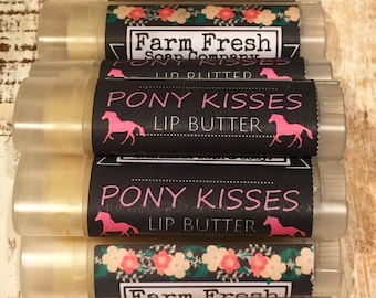 Pony Kisses Lip Butter, Horse Lover Gift, Lip Balm, Horse Chapstick, Vegan Lip, Natural Lip Balm, Organic