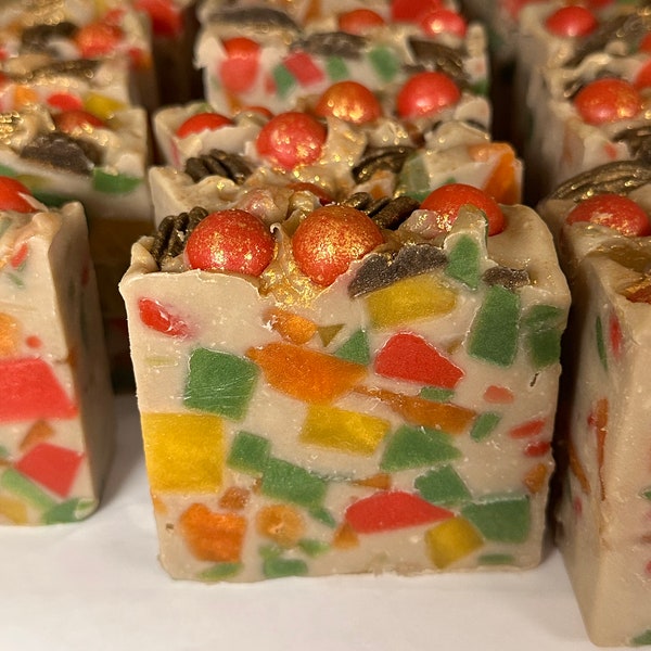 Fruitcake Soap, Fruit Cake Soap, Fruit Cake Gift, Orange Cranberry Soap, Christmas Soap, Food Soap