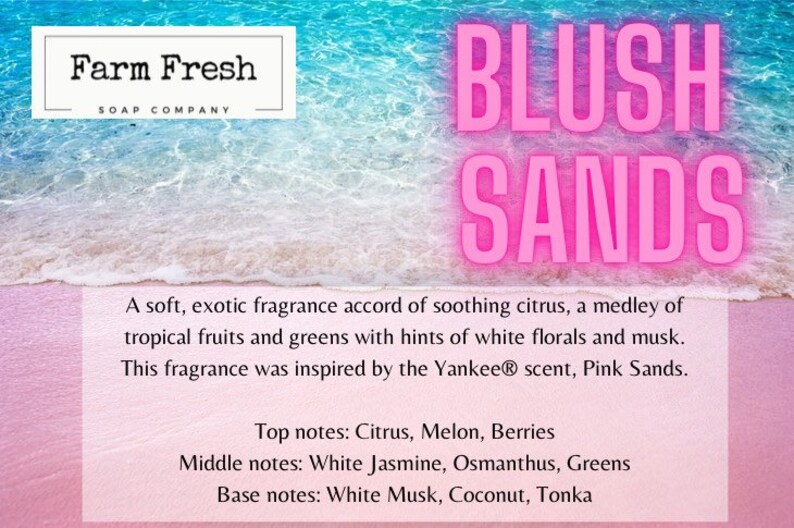 Blush Sands Candle, Pink Sand Candle, Tropical Summer Candle, Citrus Tropical Musk Candle image 3