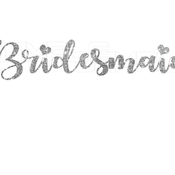 Bridesmaid Silver Glitter Iron On Transfer, Bridesmaid Iron on, Bride Shirt,  Bridesmaid Sticker, Bachelorette Party, Wedding Party Shirt