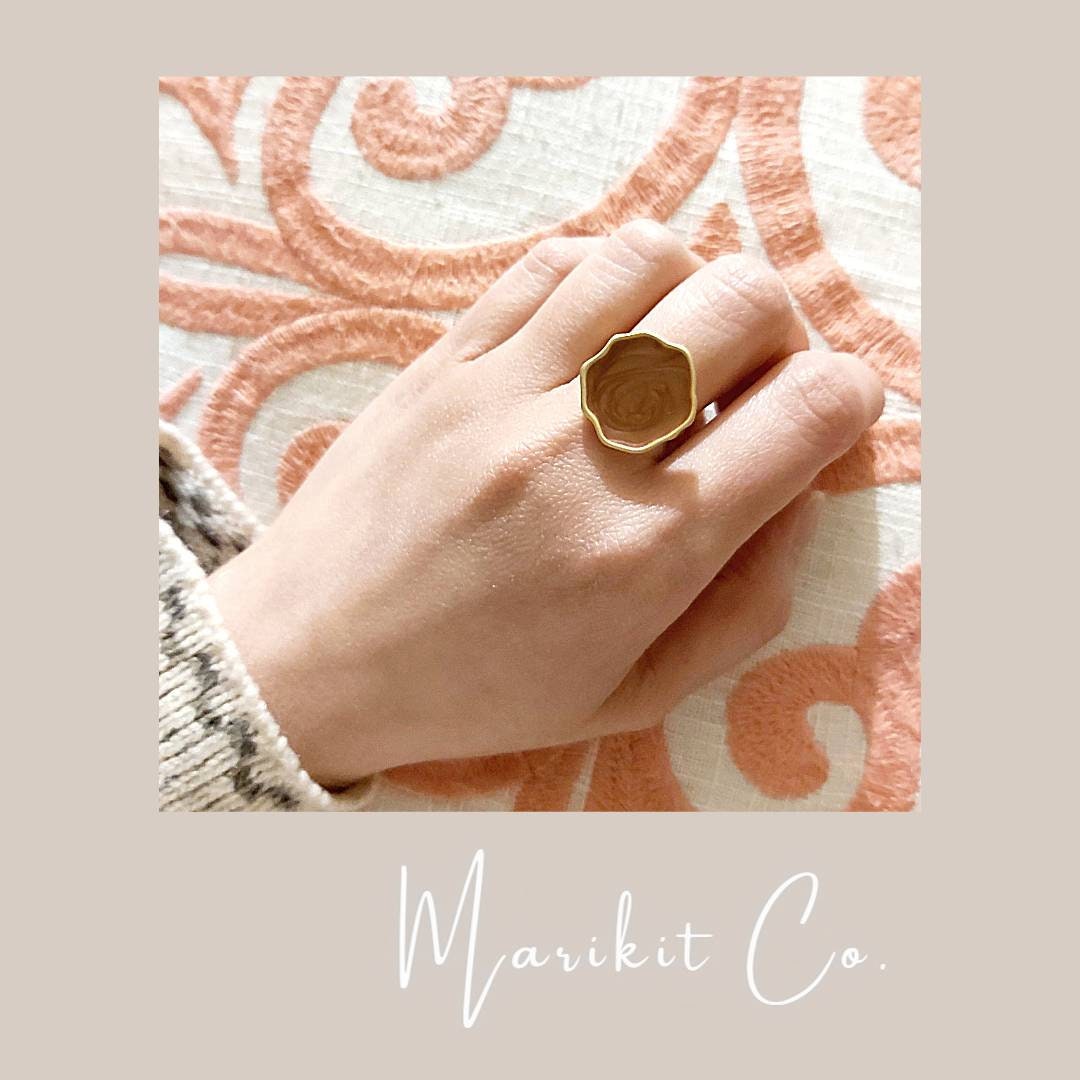 Retro Statement Metal Ring Rust Color Retro Ring Enamel Etsy