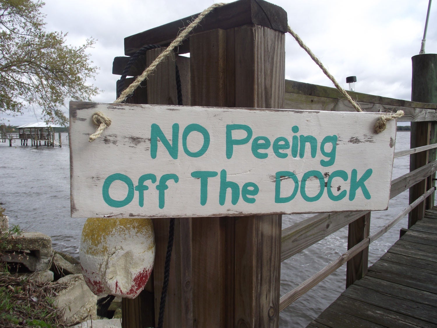 NO peeing off the dock wood sign Peeing off dock sign Dock Etsy