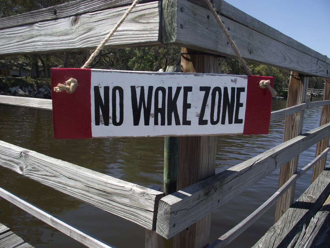 No Wake Zone Sign Hand Painted Nautical Sign Rustic Dock Etsy