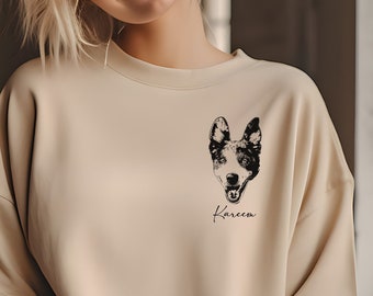 Personalized Dog Sweatshirt, Custom Dog Portrait Sweater, Personalized Cat Sweatshirt, Unisex Personalized Pet Sweatshirt Dog Mom Gift
