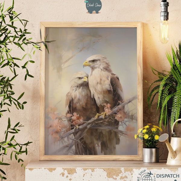 Majestic Eagle Pair Canvas Print, Wildlife Bird Art, Nature Inspired Wall Decor, Large Living Room Artwork, Animal Lovers Gift Idea