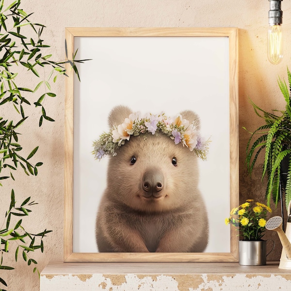 Wombat Art Print, Baby Wombat Wall Art, Woodland Animal Prints, Nursery Wall Art, Baby Girl Gift, Bedroom Wall Décor, Unique Home Decor