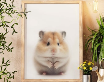 Hamster Art Print, Cute Baby Hamster Wall Art, Hamster Lover Gift, Kids Room Décor, Classroom Décor, Nursery Wall Art, Baby Boy Gift