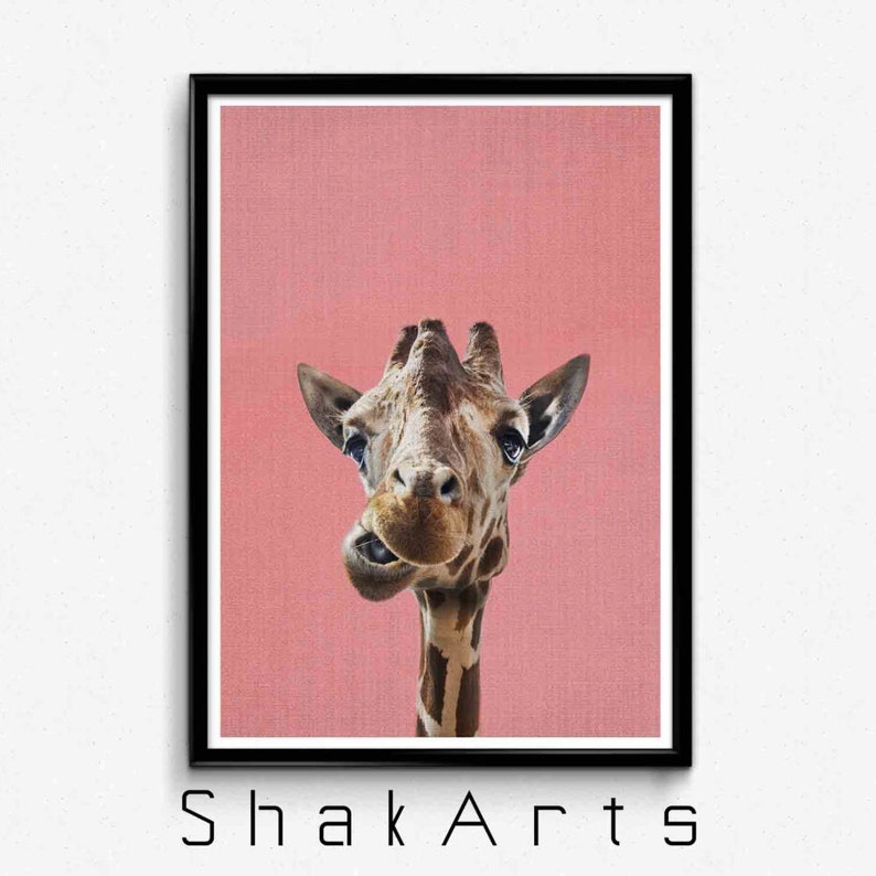Giraffe Wall Print Bathroom Funny Decor Large Minimalist ...