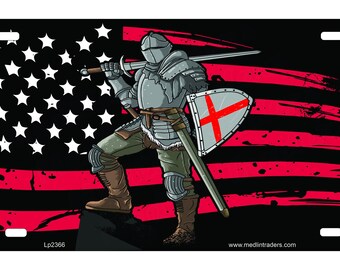 Knights Templar over American Flag front Novelty License Plate LP2366