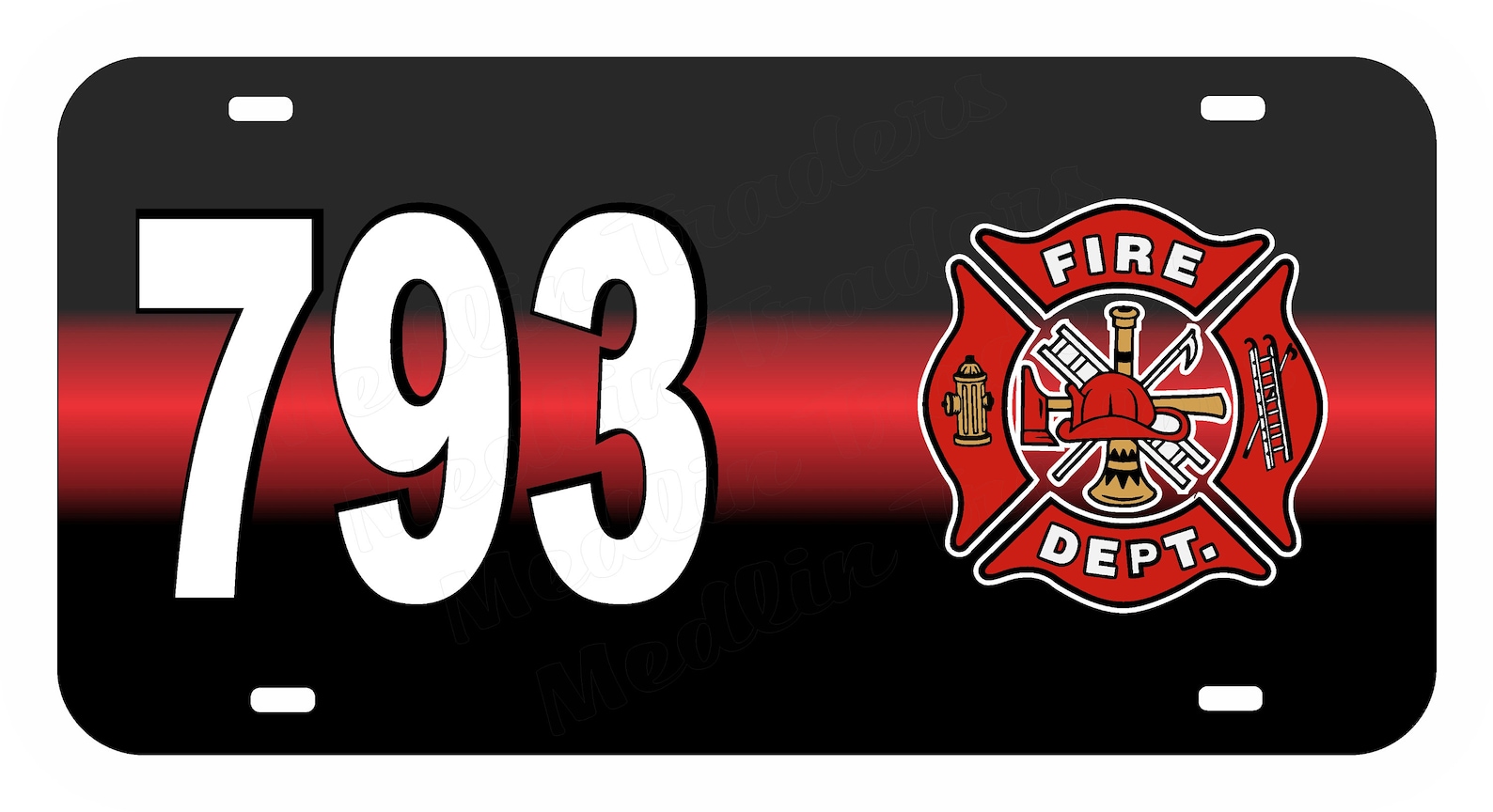 Custom Printed Fire Department Front License Plate With Truck Etsy