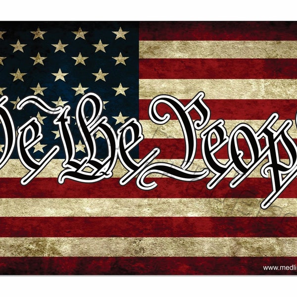 We The People American Flag License Plate LP2156 With Matching Sticker