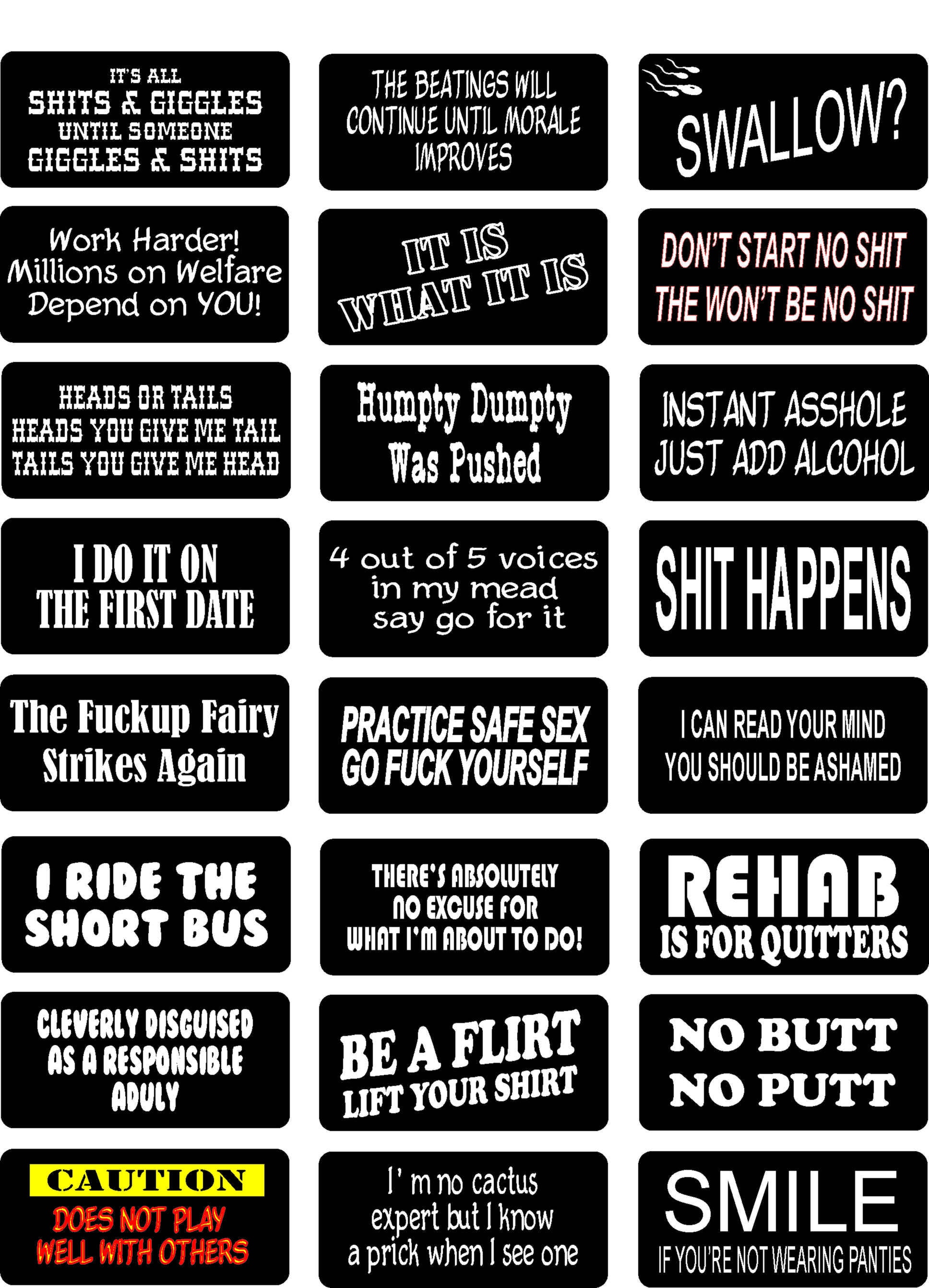 Motorcycle Helmet Stickers 24 Pack Funny Rude Helmet Stickers Etsy