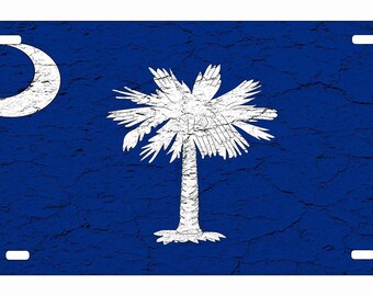 Distressed South Carolina State Flag Front Novelty License Plate
