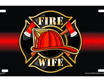 Firefighter Wife Flag Novelty Front License Plate LP2427