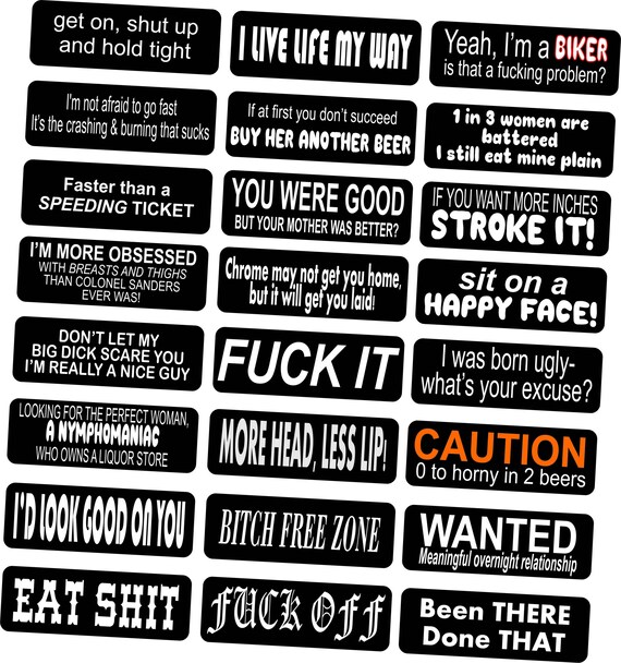 Motorcycle Helmet Stickers 24 Pack Funny Rude Helmet Stickers Etsy