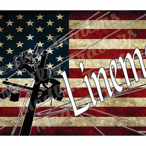 Lineman Amerikanische Flagge Front Neuheit Kennzeichen LP2253