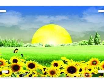 Sunrise over Sunflowers front Novelty License Plate LP2273