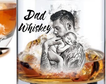 Custom portrait Rocks Glasses |Whiskey glass, picture on glass, family photo, etched glass, personalized glass, gifts for her, gifts for him
