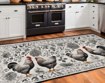 chicken kitchen rugs washable farmhouse style set of 2 / 3 avaiable kitchen floor mat kitchen runner boho carpet kitchen gift kitchen decor