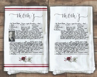 Handwritten Recipe Tea Towel, Personalized Recipe Towel, Family Recipe, Keepsake Tea Towel, Unique Gifts, Custom Christmas Gift Ideas