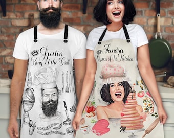 Chef Printed Apron, Printed Kitchen Apron for Women & Men, Customized Apron, Personalized Gift, Cute Apron For Women Men, Printed Apron