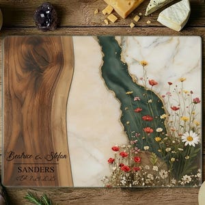 Personalized Charcuterie Board Wildflower Wood Look Cutting Board Unique Wedding Gift For Couple Bridal Shower Gift Engagement Gift for Her
