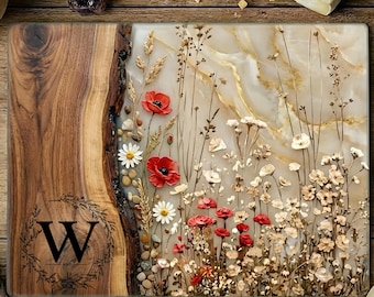 Personalized Charcuterie Board Wildflower Wood Look Cutting Board Unique Wedding Gift For Couple Bridal Shower Gift Engagement Gift for Her