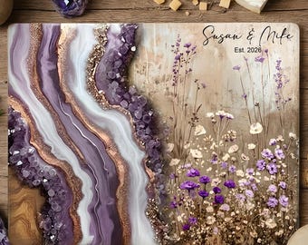 Personalized Charcuterie Board Amethyst Wood Look Cutting Board Unique Wedding Gift For Couple Bridal Shower Gift Engagement Gift for Her
