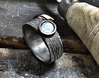 white opal ring jewelry engagement ring bohemian jewelry blue opal jewelry raw opal ring gemstone gift for womens gift sterling silver ring