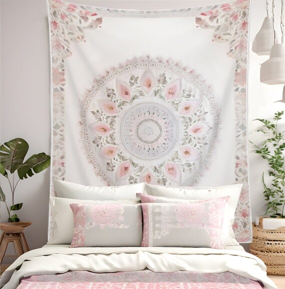 Throw Tapestry- Pink Mandala Design Throw Tapestry- Pink Mandala Design