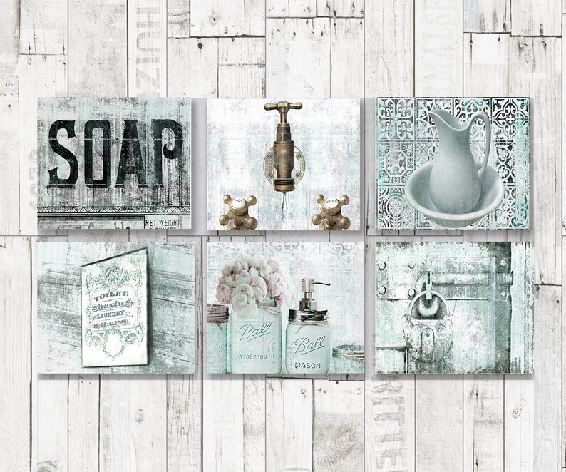 Farmhouse Bathroom Decor Wall Art Shabby Chic Bathroom Wall Etsy